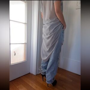 2010s Draped High-Low Gray Tee